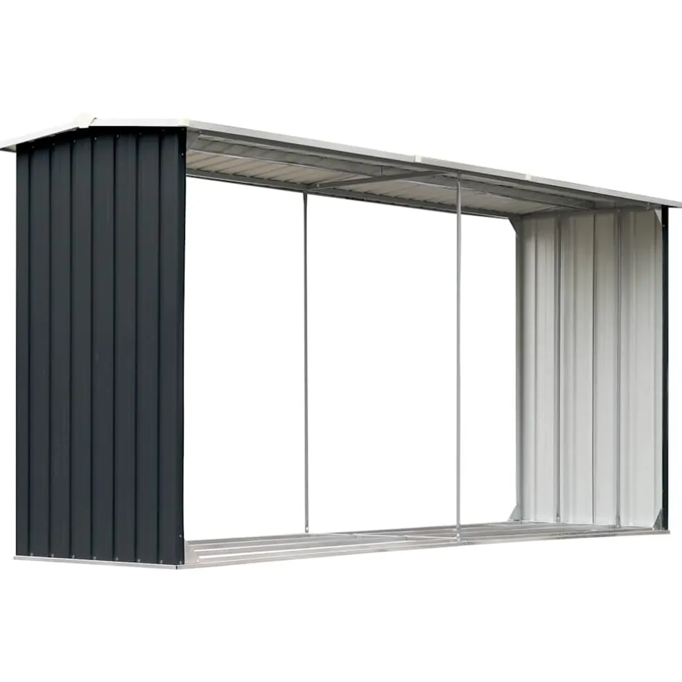 vidaXL Haardhoutschuur 330x92x153 cm gegalvaniseerd staal antraciet