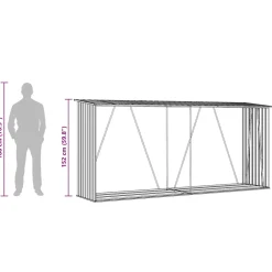 vidaXL Haardhoutschuur 330x84x152 cm gegalvaniseerd staal groen