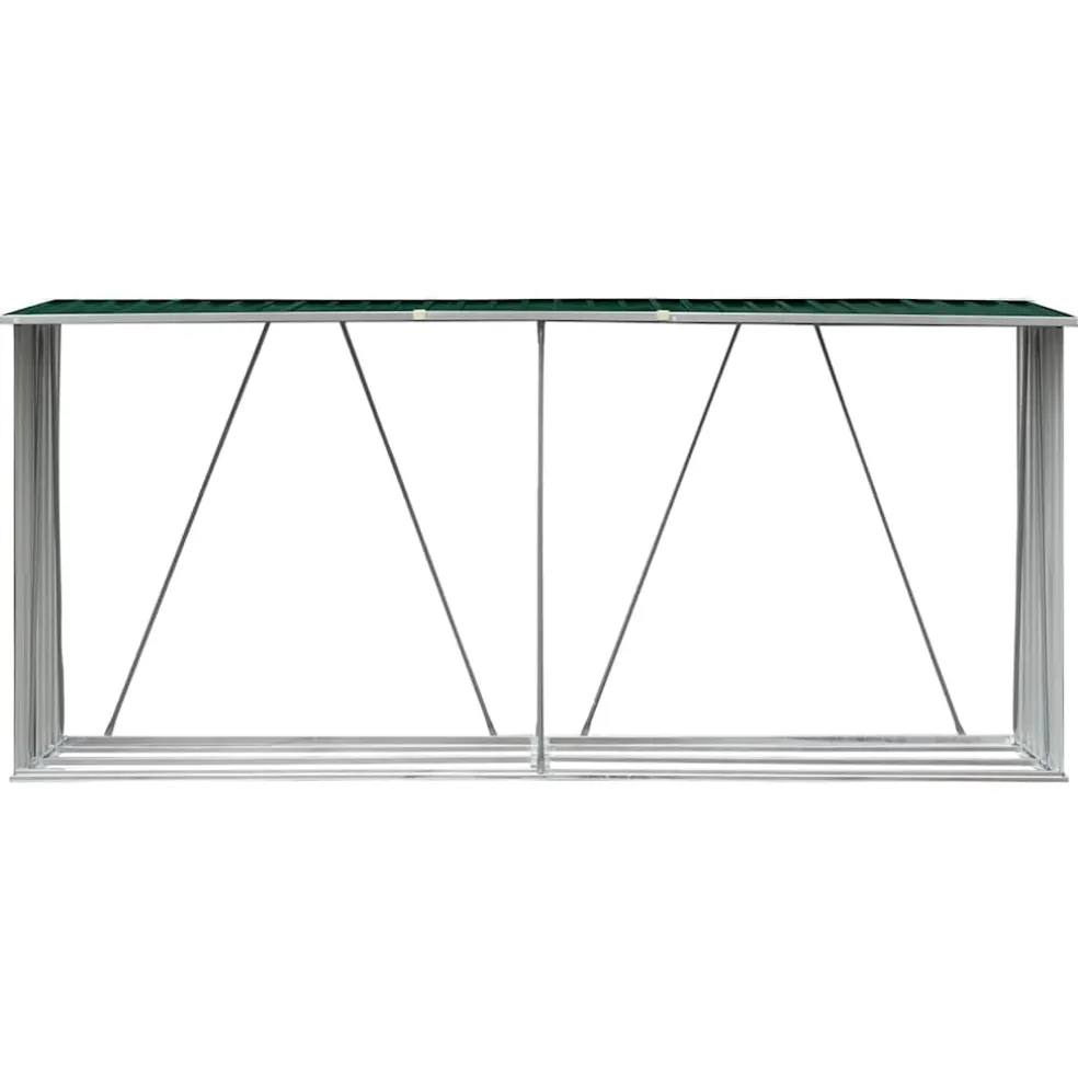 vidaXL Haardhoutschuur 330x84x152 cm gegalvaniseerd staal groen
