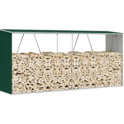 vidaXL Haardhoutschuur 330x84x152 cm gegalvaniseerd staal groen