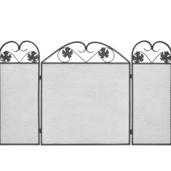 vidaXL Haardscherm 3 panelen ijzer zwart
