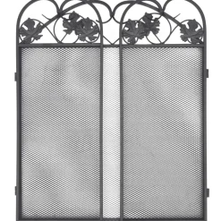 vidaXL Haardscherm 3 panelen ijzer zwart