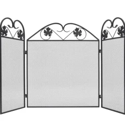 vidaXL Haardscherm 3 panelen ijzer zwart
