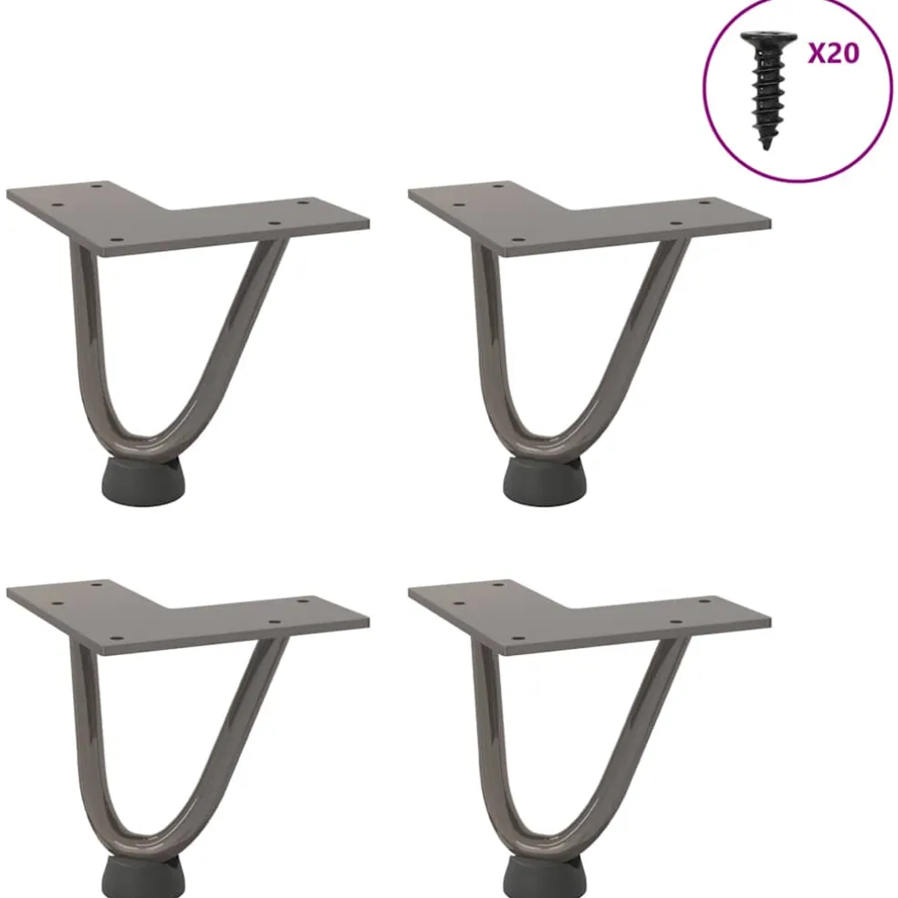 vidaXL Haarnadelpoten voor Salontafel 4 st 10 cm massief staal naturel