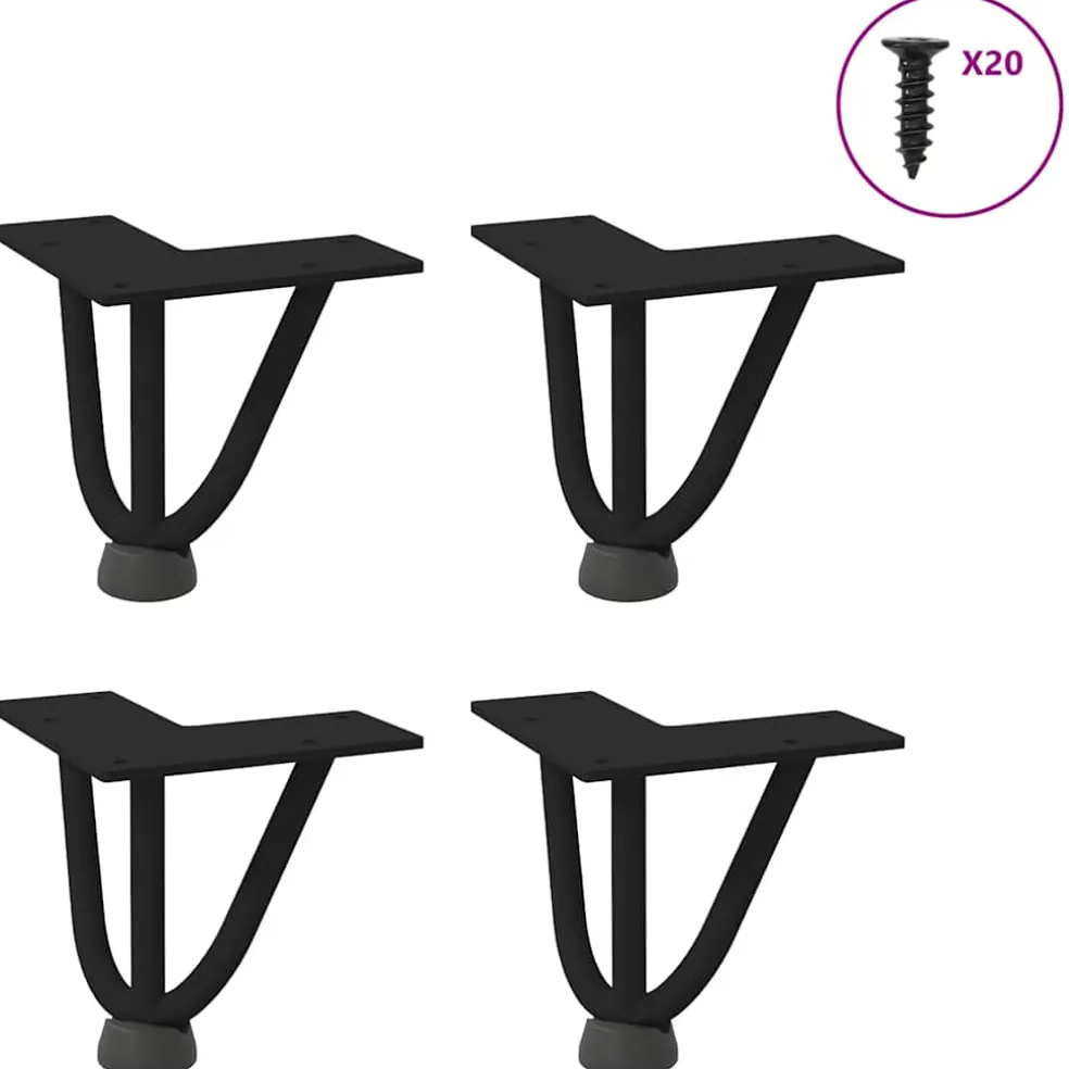 vidaXL Haarnadelpoten voor Salontafel 4 st 10 cm massief staal zwart