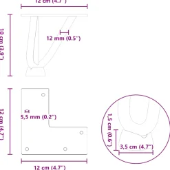 vidaXL Haarnadelpoten voor Salontafel 4 st 10 cm massief staal zwart