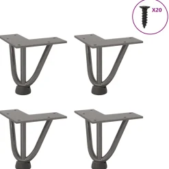 vidaXL Haarnadelpoten voor Salontafel 4 st 10 cm massief staal naturel