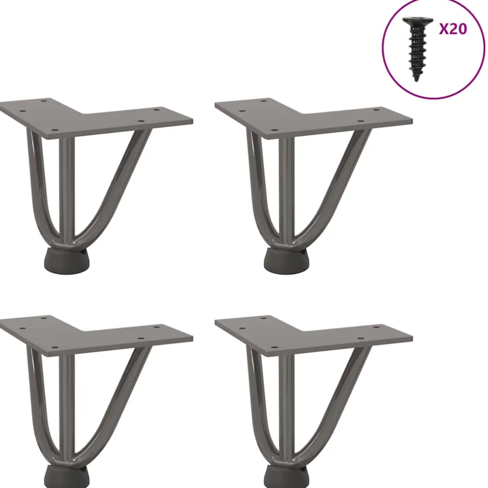 vidaXL Haarnadelpoten voor Salontafel 4 st 10 cm massief staal naturel