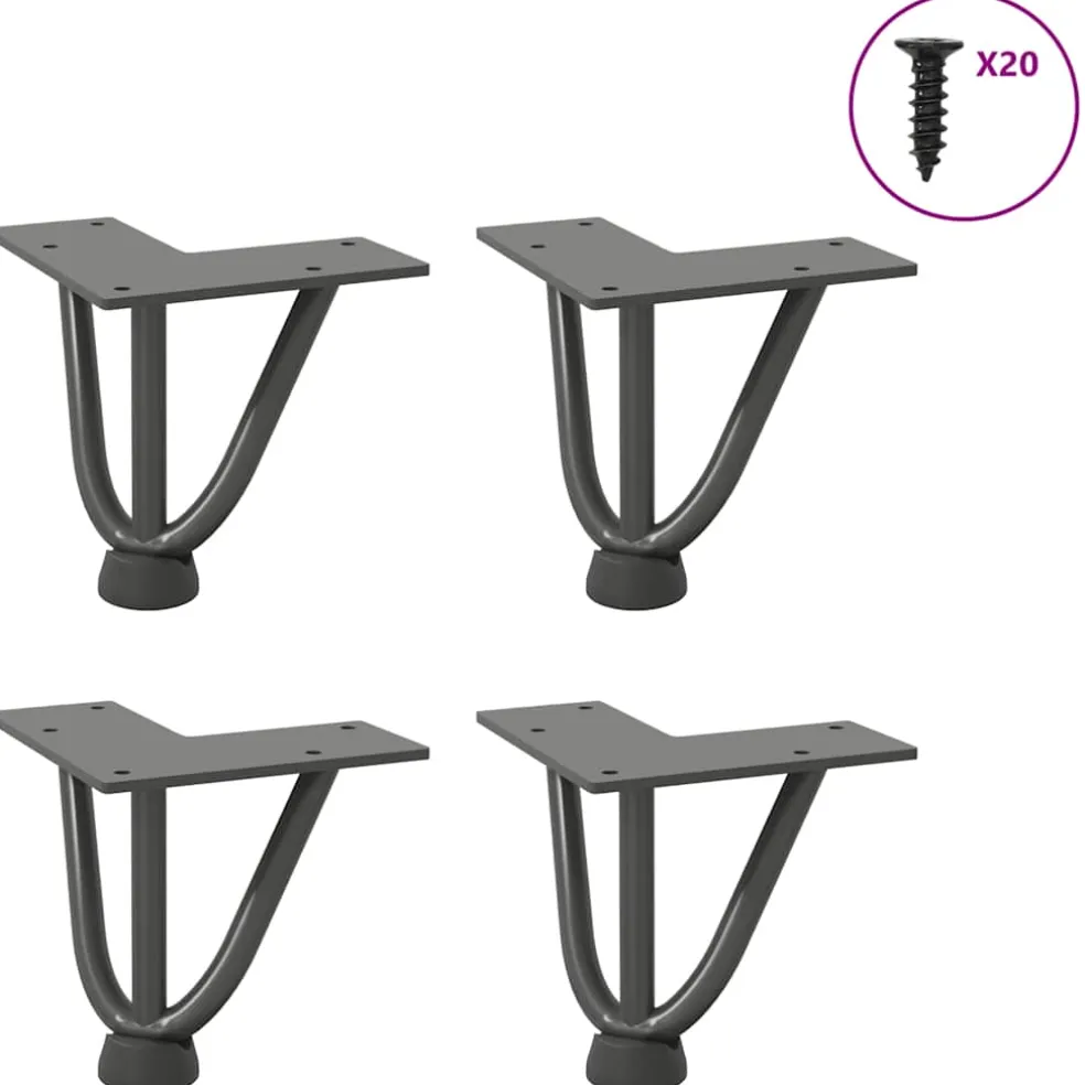 vidaXL Haarnadelpoten voor Salontafel 4 st 10 cm antracietkleurig