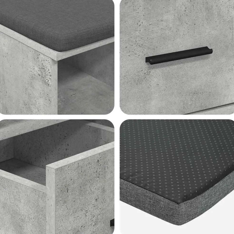 vidaXL Halbank Beton Grijs 60 x 38 x 46 cm