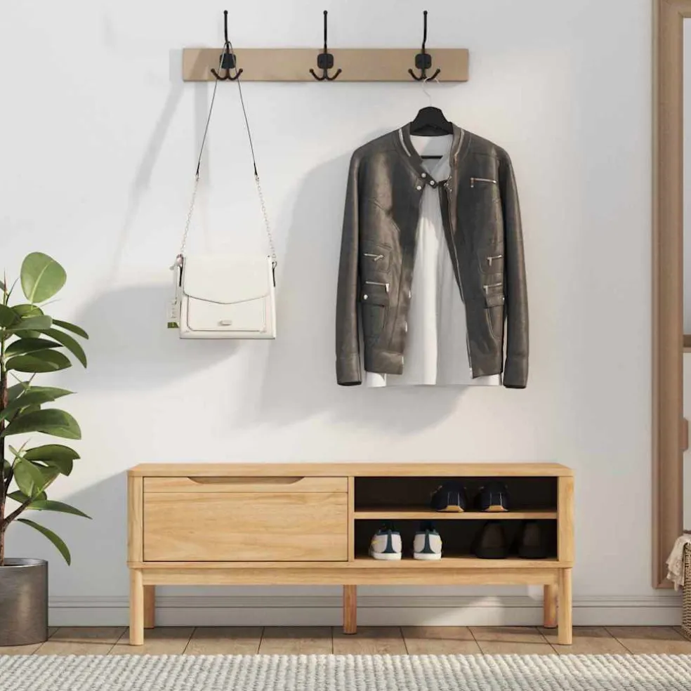 vidaXL Hal bank FLORO Wasbruin 115 x 40 x 45 cm Massief Vurenhout