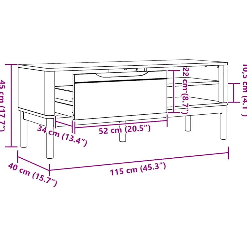 vidaXL Hal bank FLORO Wasbruin 115 x 40 x 45 cm Massief Vurenhout