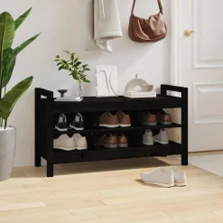 vidaXL Halbankje 110x40x60 cm massief grenenhout zwart
