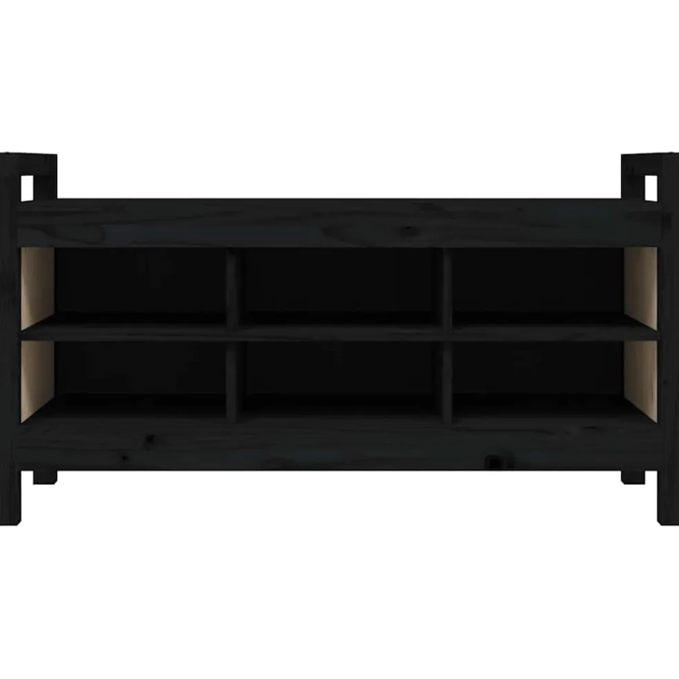 vidaXL Halbankje 110x40x60 cm massief grenenhout zwart