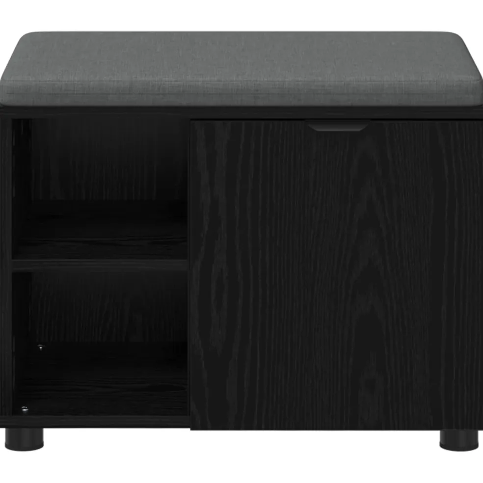 vidaXL Halbank met kussen met plank Zwarte Eik 60 x 38 x 46 cm