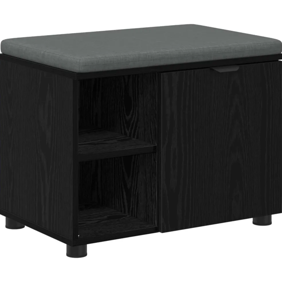 vidaXL Halbank met kussen met plank Zwarte Eik 60 x 38 x 46 cm