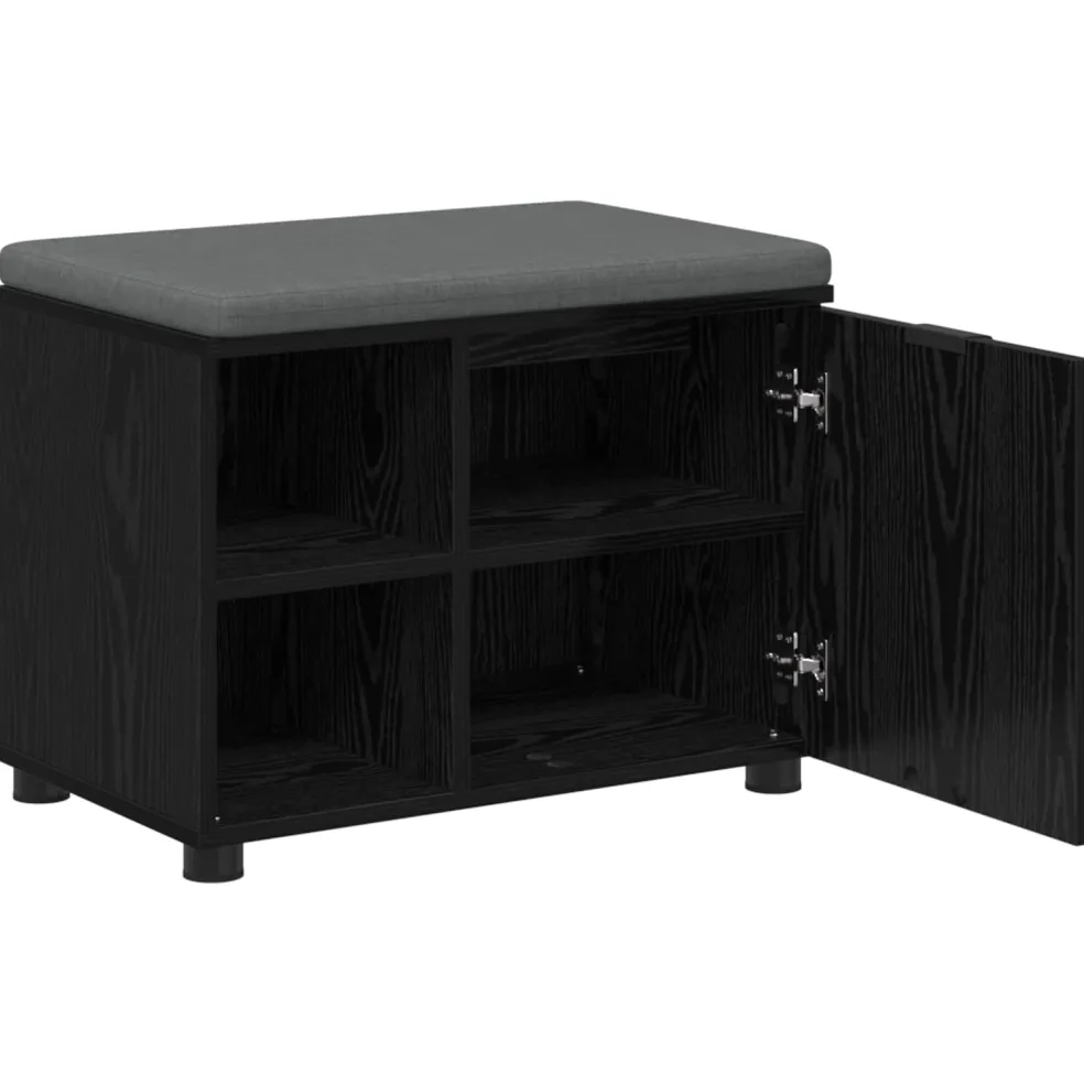 vidaXL Halbank met kussen met plank Zwarte Eik 60 x 38 x 46 cm