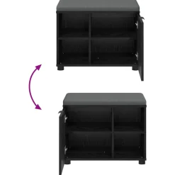 vidaXL Halbank met kussen met plank Zwarte Eik 60 x 38 x 46 cm