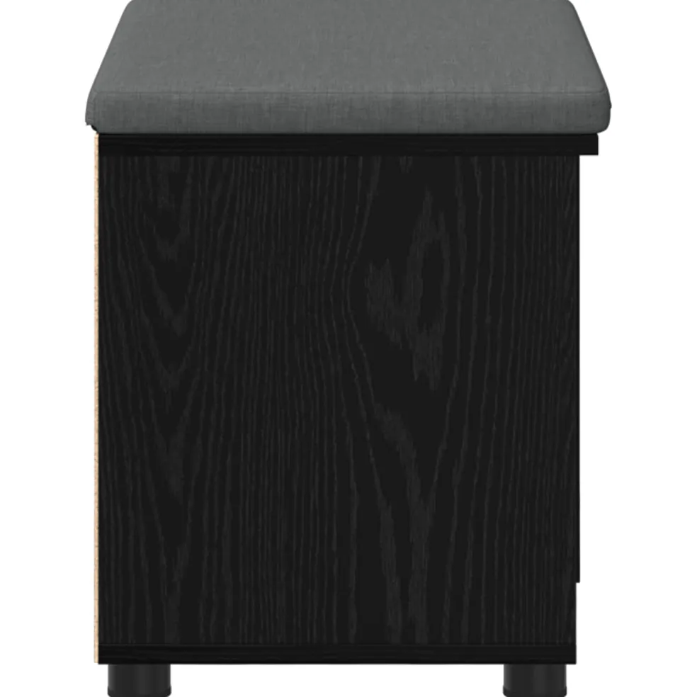 vidaXL Halbank met kussen met plank Zwarte Eik 60 x 38 x 46 cm