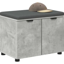 vidaXL Halbank met kussen met plank Beton Grijs 60 x 38 x 46 cm