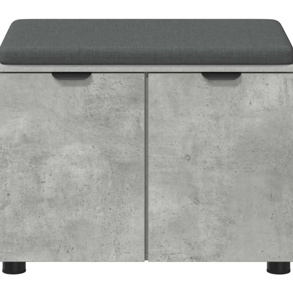 vidaXL Halbank met kussen met plank Beton Grijs 60 x 38 x 46 cm