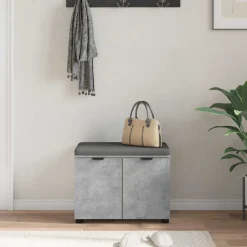 vidaXL Halbank met kussen met plank Beton Grijs 60 x 38 x 46 cm