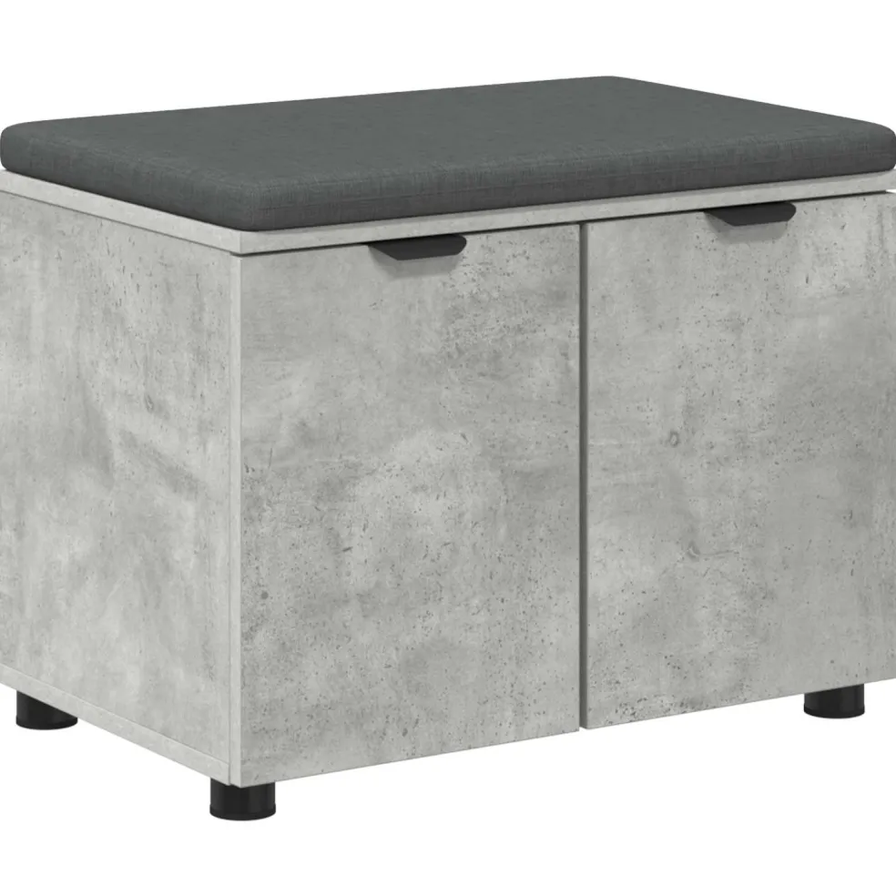 vidaXL Halbank met kussen met plank Beton Grijs 60 x 38 x 46 cm
