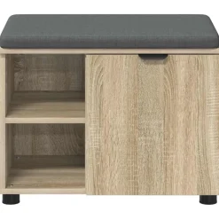 vidaXL Halbank met kussen met plank Sonoma Eiken 60 x 38 x 46 cm