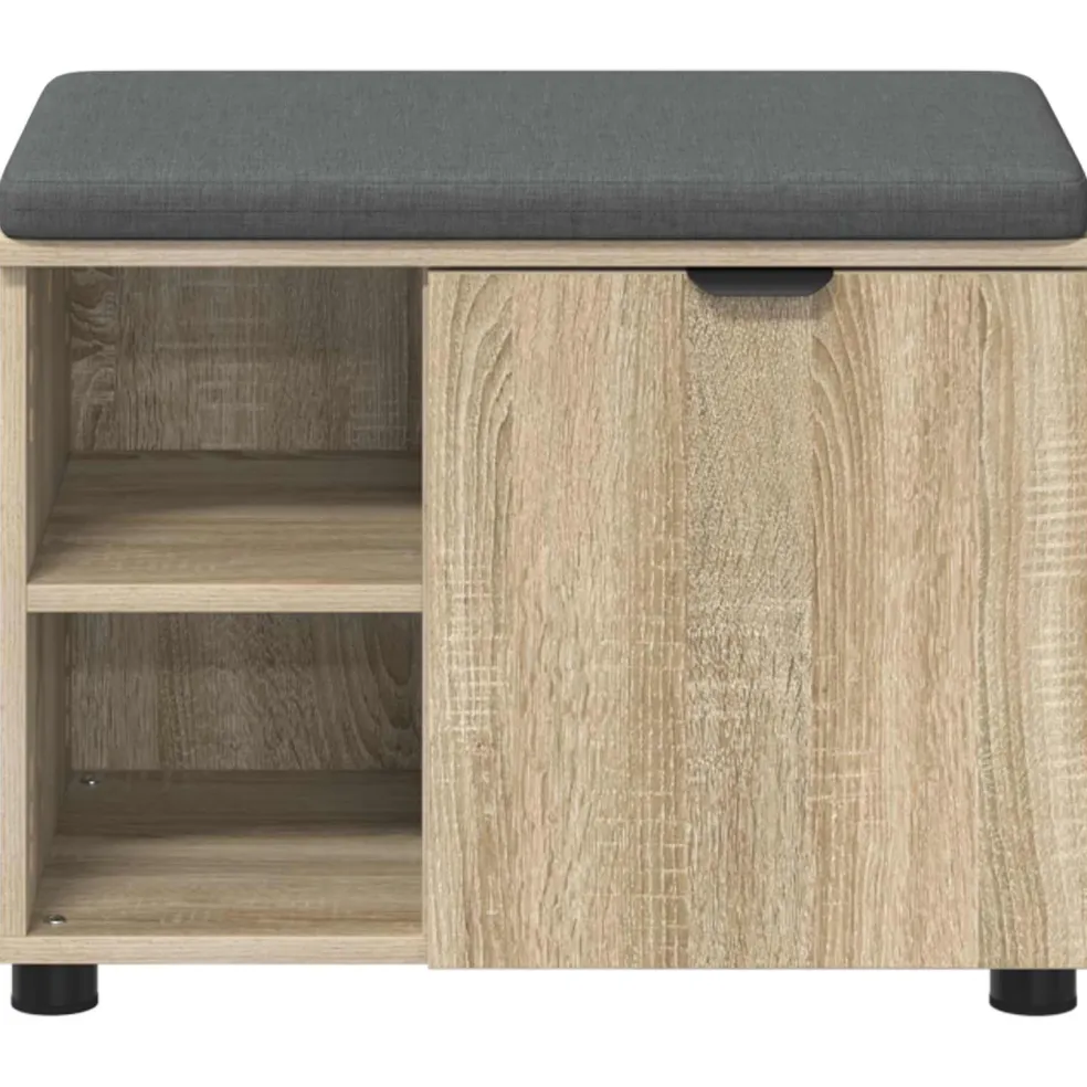vidaXL Halbank met kussen met plank Sonoma Eiken 60 x 38 x 46 cm