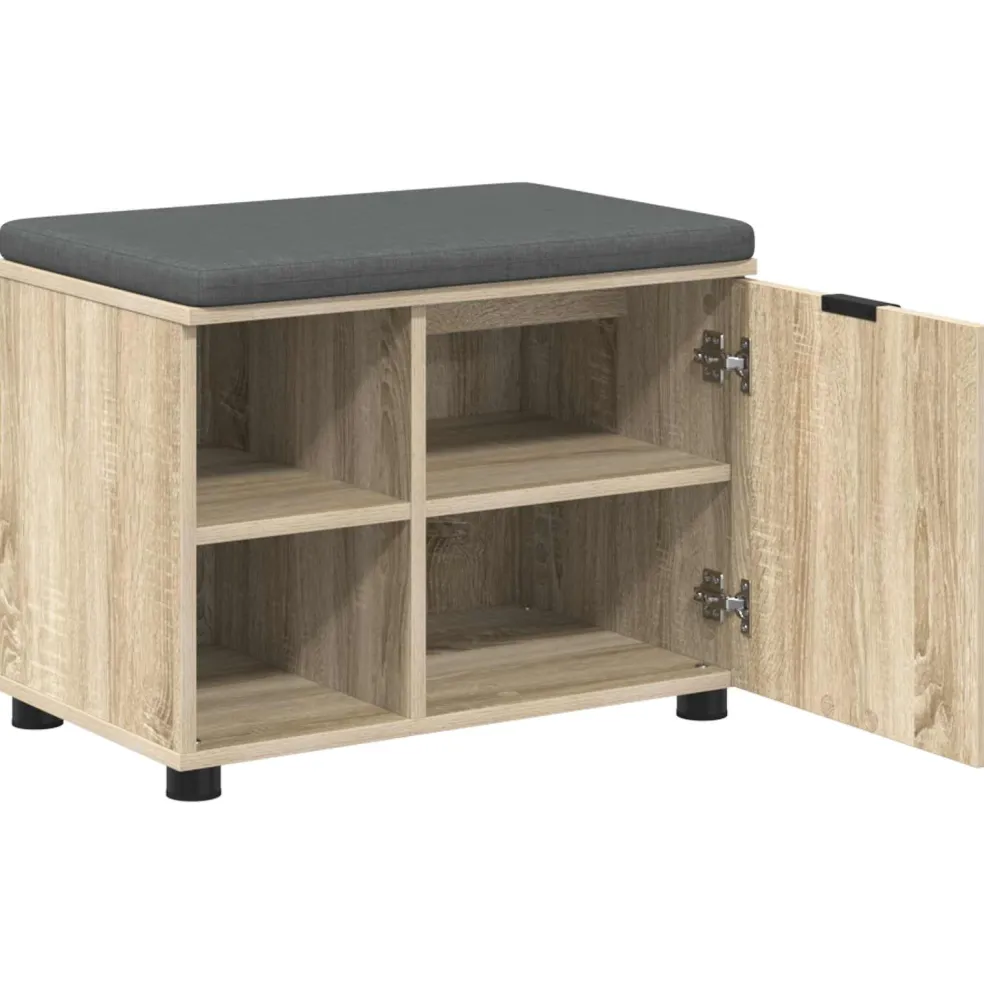 vidaXL Halbank met kussen met plank Sonoma Eiken 60 x 38 x 46 cm