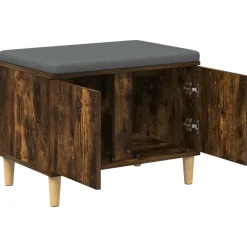 vidaXL Halbank met kussen met opslag Gerookte Eik 60 x 38 x 46 cm