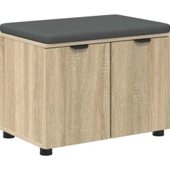 vidaXL Halbank met kussen met plank Zwarte Eik 60 x 38 x 46 cm
