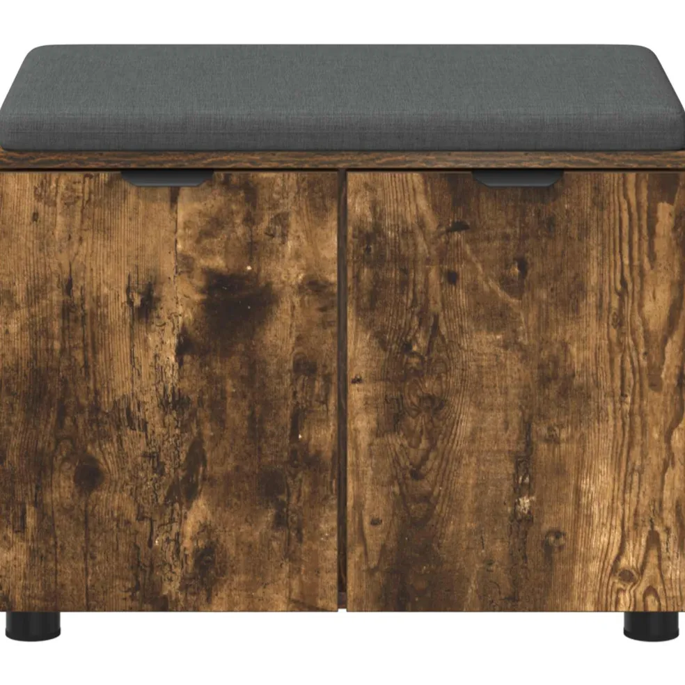 vidaXL Halbank met kussen met plank Gerookte Eik 60 x 38 x 46 cm