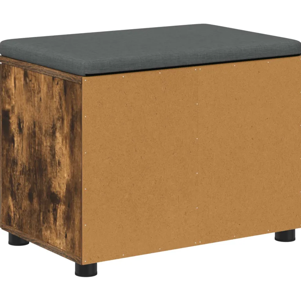 vidaXL Halbank met kussen met plank Gerookte Eik 60 x 38 x 46 cm