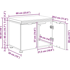 vidaXL Halbank met kussen met plank Gerookte Eik 60 x 38 x 46 cm