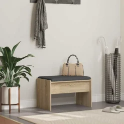 vidaXL Halbank met kussen Sonoma Eiken 63 x 38 x 40 cm