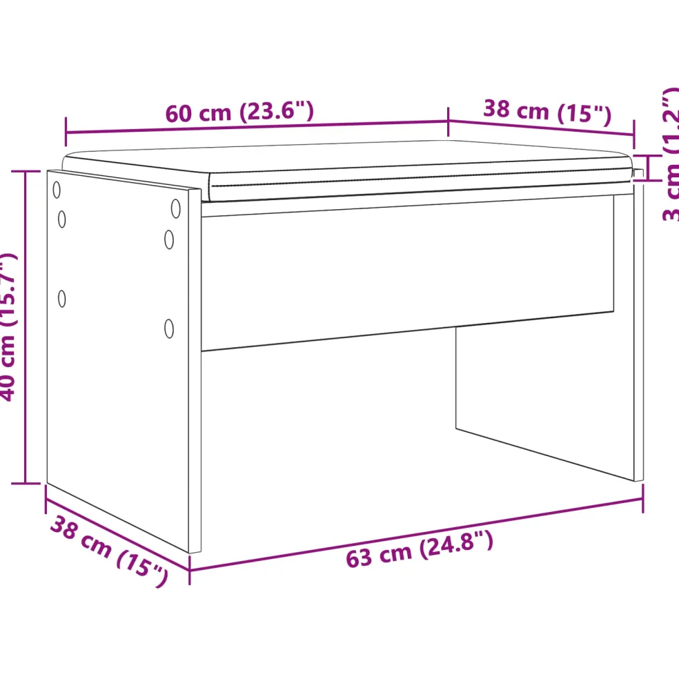 vidaXL Halbank met kussen Sonoma Eiken 63 x 38 x 40 cm