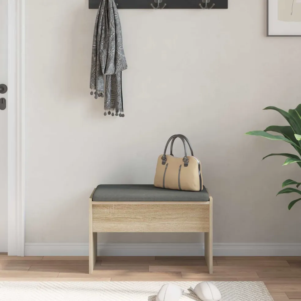 vidaXL Halbank met kussen Sonoma Eiken 63 x 38 x 40 cm