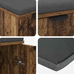 vidaXL Halbank Oudhout 60 x 38 x 46 cm Geïndustrialiseerd hout en stof