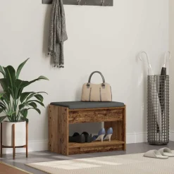 vidaXL Halbank Oudhout 63 x 38 x 45 cm Geïndustrialiseerd hout en stof