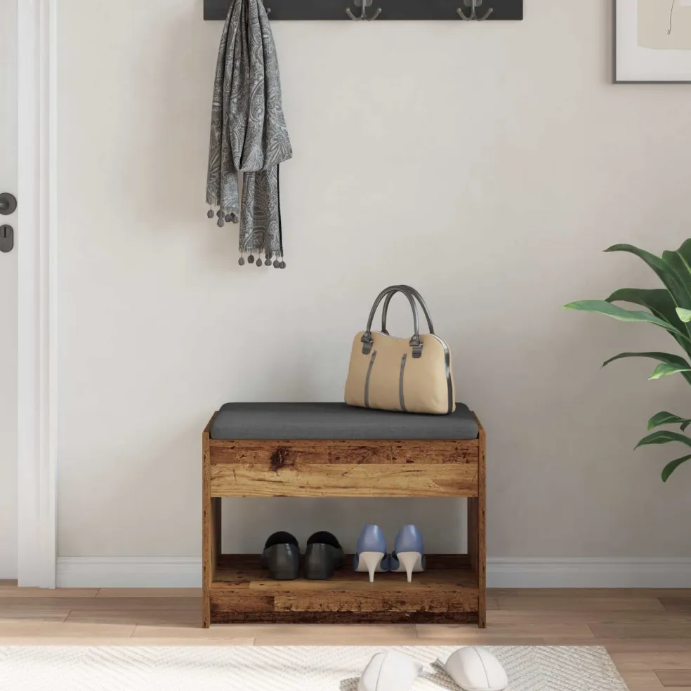 vidaXL Halbank Oudhout 63 x 38 x 45 cm Geïndustrialiseerd hout en stof