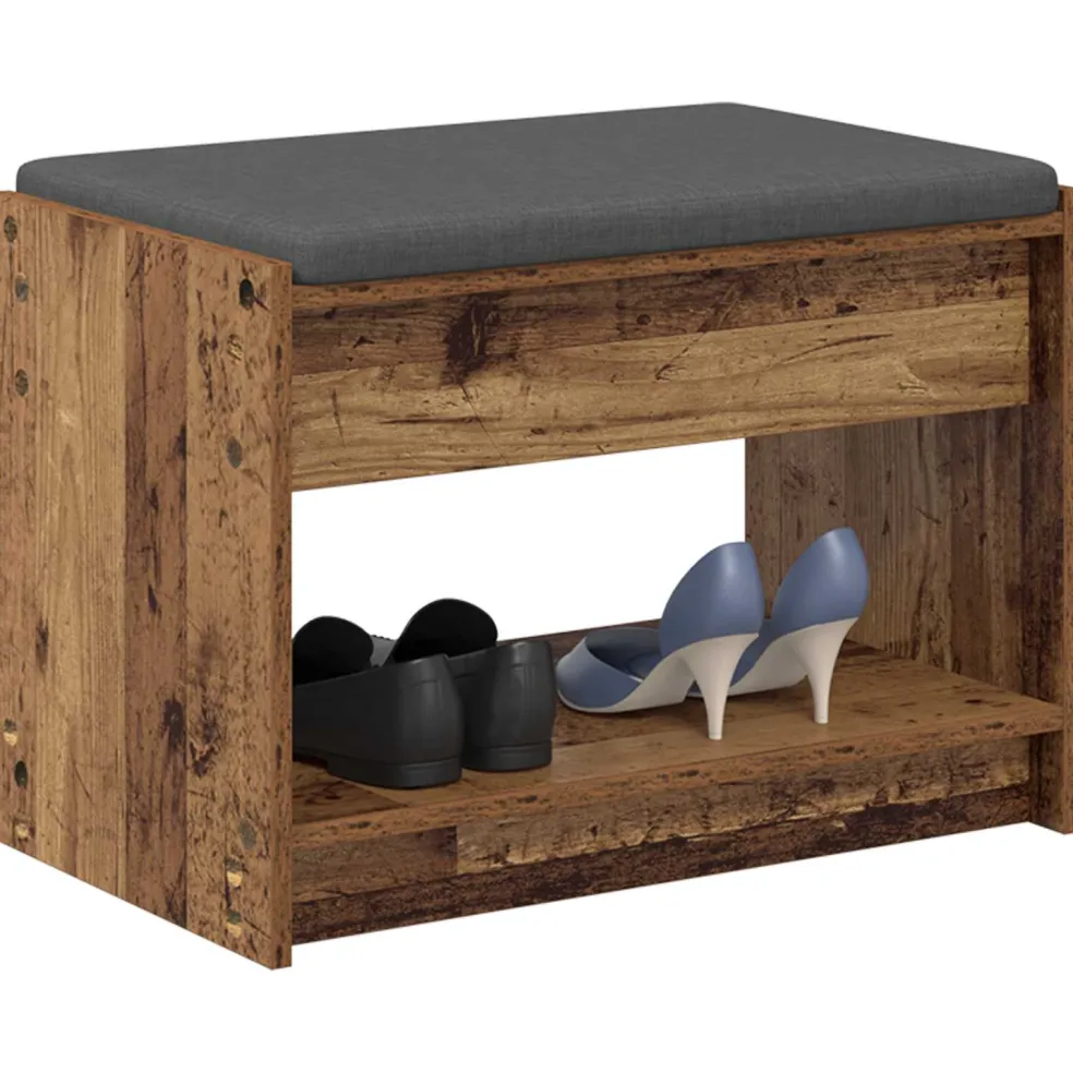 vidaXL Halbank Oudhout 63 x 38 x 45 cm Geïndustrialiseerd hout en stof