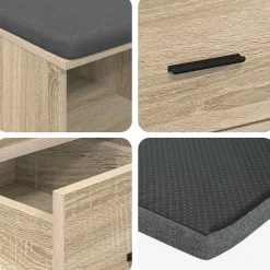 vidaXL Halbank Sonoma Eiken 60 x 38 x 46 cm