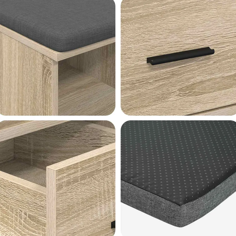 vidaXL Halbank Sonoma Eiken 60 x 38 x 46 cm