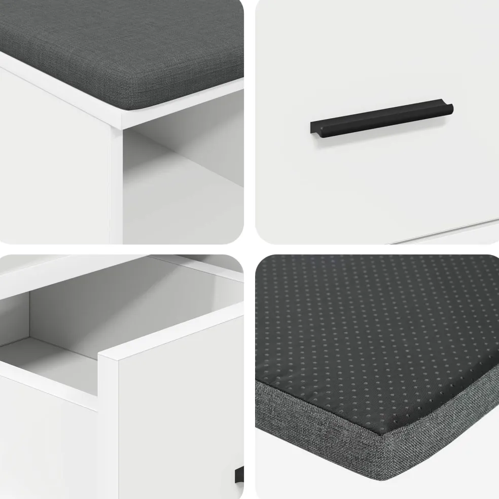 vidaXL Halbank Wit 60 x 38 x 46 cm Geïndustrialiseerd hout en stof