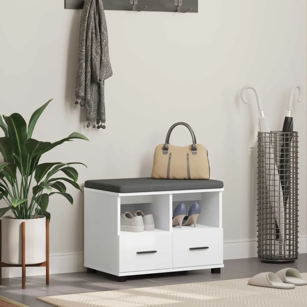 vidaXL Halbank Wit 60 x 38 x 46 cm Geïndustrialiseerd hout en stof