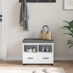 vidaXL Halbank Wit 60 x 38 x 46 cm Geïndustrialiseerd hout en stof
