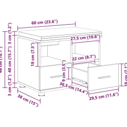 vidaXL Halbank Wit 60 x 38 x 46 cm Geïndustrialiseerd hout en stof