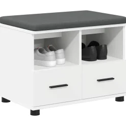 vidaXL Halbank Wit 60 x 38 x 46 cm Geïndustrialiseerd hout en stof