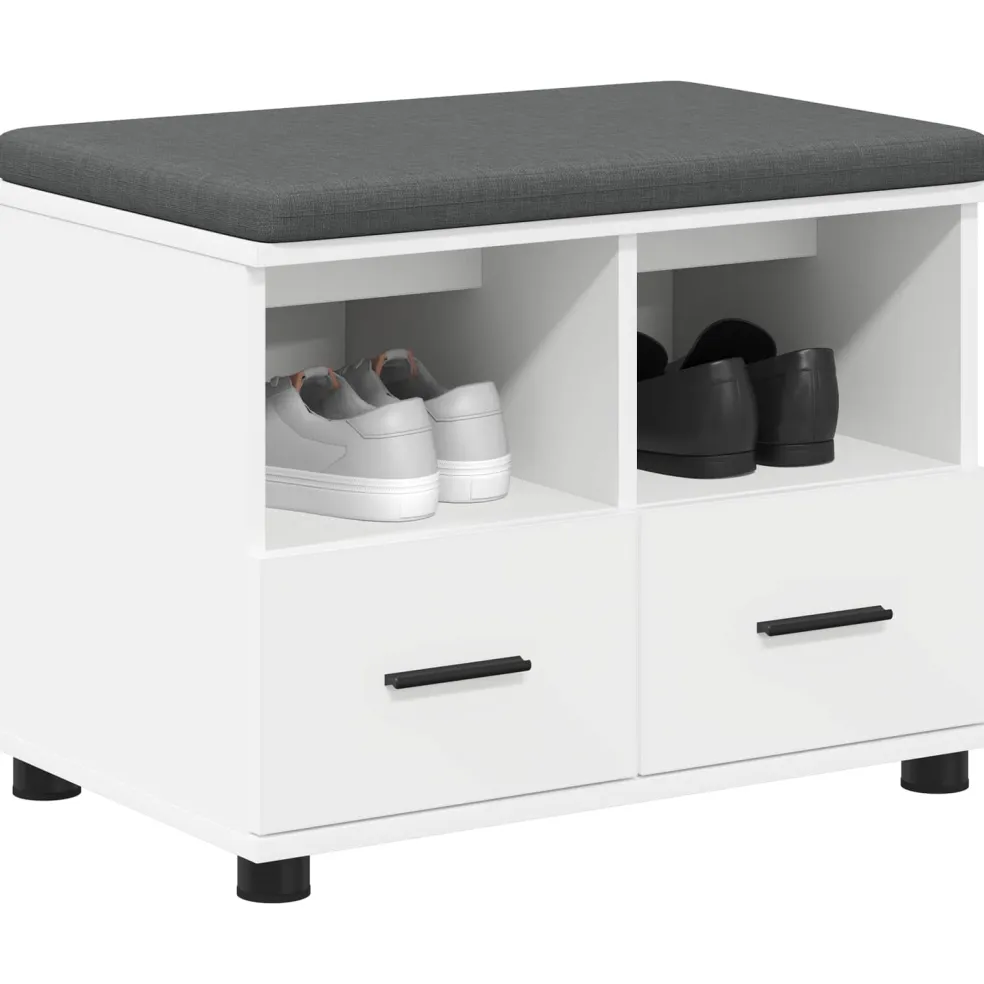 vidaXL Halbank Wit 60 x 38 x 46 cm Geïndustrialiseerd hout en stof